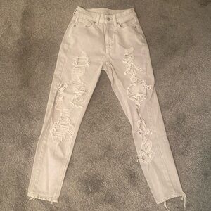 American Eagle high rise ripped mom jeans